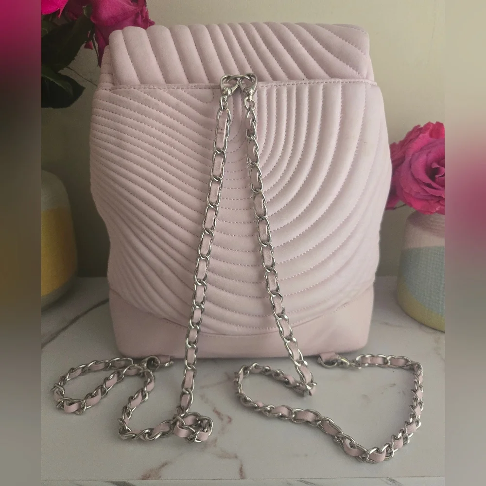Vintage Rare Henri Bendel Convetible Light Pink Quilted Leather Backpack No 7